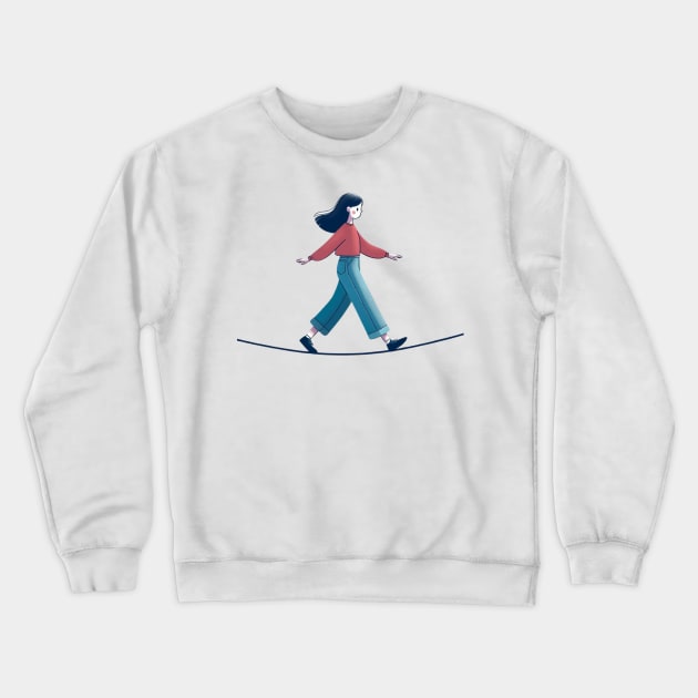 a girl walks on a tightrope Crewneck Sweatshirt by EKLZR